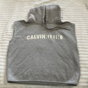 Calvin Klein Sleeveless Hoodie Sweatshirt in Gray